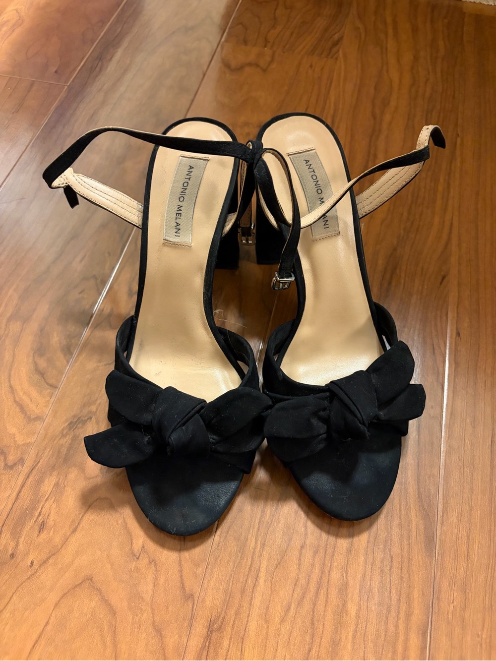 ANTONIO MELANI Black Knot Front Slingback Heels